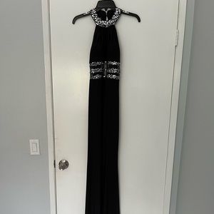 Gray and silver open back maxi dress